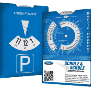 Karton-Parkscheibe mit Benzinrechner